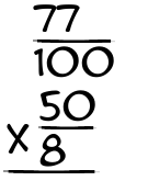 What is 77/100 x 50/8?