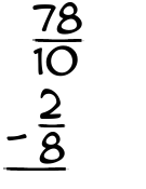 What is 78/10 - 2/8?
