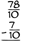 What is 78/10 - 7/10?
