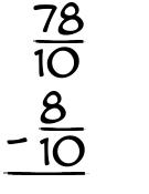 What is 78/10 - 8/10?