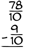 What is 78/10 - 9/10?