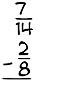 What is 7/14 - 2/8?