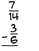 What is 7/14 - 3/6?
