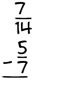 What is 7/14 - 5/7?