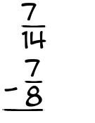 What is 7/14 - 7/8?