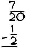 What is 7/20 - 1/2?