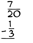 What is 7/20 - 1/3?