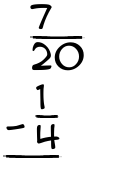 What is 7/20 - 1/4?