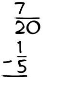 What is 7/20 - 1/5?