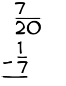 What is 7/20 - 1/7?