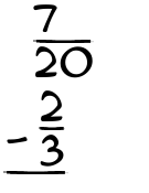 What is 7/20 - 2/3?