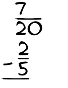 What is 7/20 - 2/5?