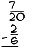 What is 7/20 - 2/6?