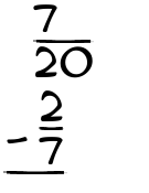 What is 7/20 - 2/7?