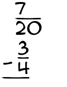 What is 7/20 - 3/4?