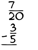 What is 7/20 - 3/5?