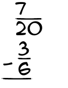 What is 7/20 - 3/6?