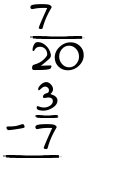 What is 7/20 - 3/7?