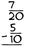 What is 7/20 - 5/10?