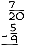 What is 7/20 - 5/9?