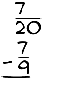 What is 7/20 - 7/9?