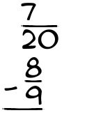 What is 7/20 - 8/9?