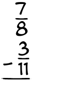 What is 7/8 - 3/11?