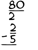 What is 80/2 - 2/5?