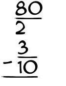 What is 80/2 - 3/10?