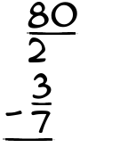 What is 80/2 - 3/7?