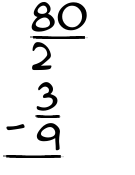 What is 80/2 - 3/9?