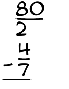 What is 80/2 - 4/7?