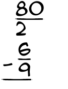 What is 80/2 - 6/9?
