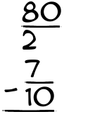 What is 80/2 - 7/10?