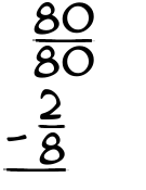 What is 80/80 - 2/8?