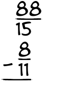 What is 88/15 - 8/11?