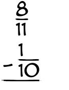 What is 8/11 - 1/10?