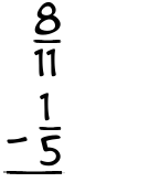 What is 8/11 - 1/5?