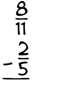 What is 8/11 - 2/5?