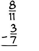 What is 8/11 - 3/7?