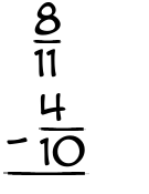 What is 8/11 - 4/10?