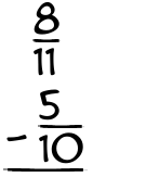 What is 8/11 - 5/10?