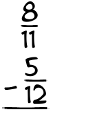 What is 8/11 - 5/12?