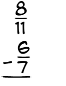 What is 8/11 - 6/7?