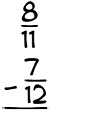 What is 8/11 - 7/12?