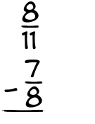 What is 8/11 - 7/8?