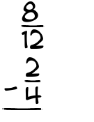 What is 8/12 - 2/4?