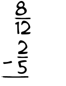 What is 8/12 - 2/5?