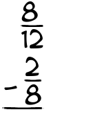 What is 8/12 - 2/8?