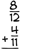 What is 8/12 + 4/11?